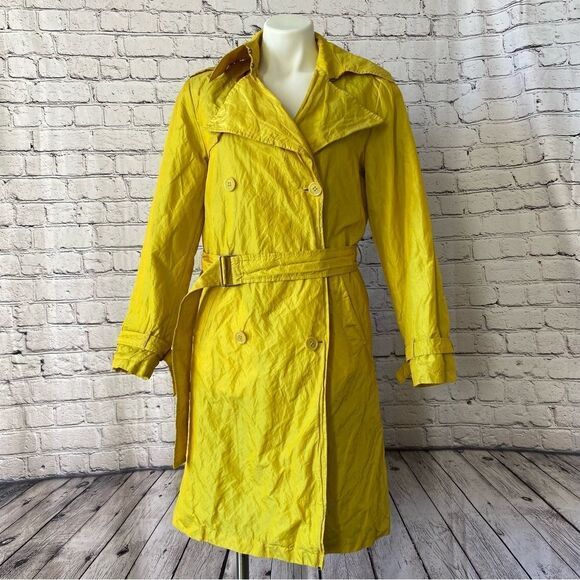 Victory Boat Line chartreuse yellow trench jacket size 42 US 6 Small - Picture 1 of 7
